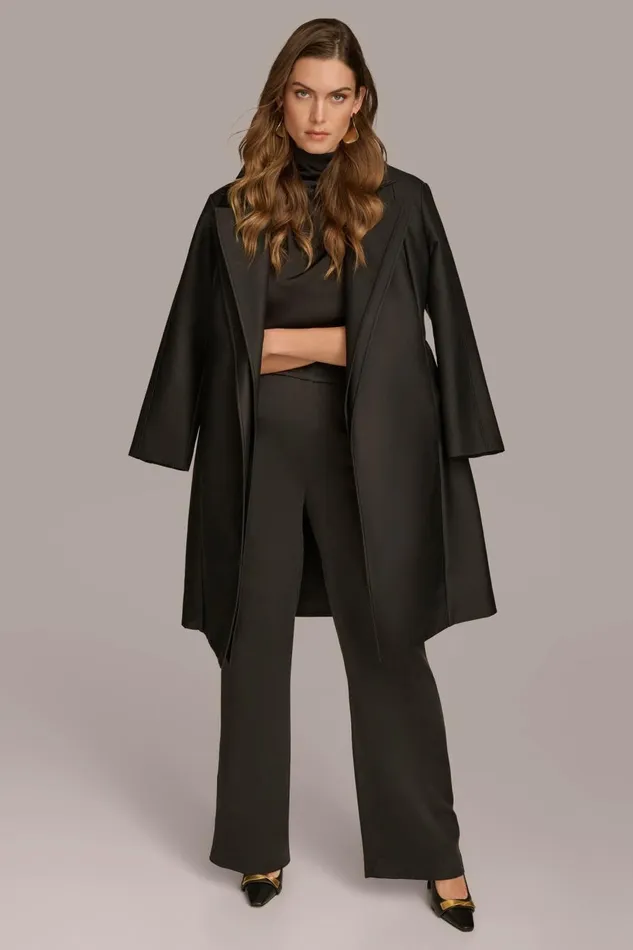 Women Donna Karan Coats And Jackets LAYERED EFFECT COAT Black