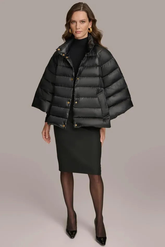 Women Donna Karan Coats And Jackets PUFFER CAPE Black