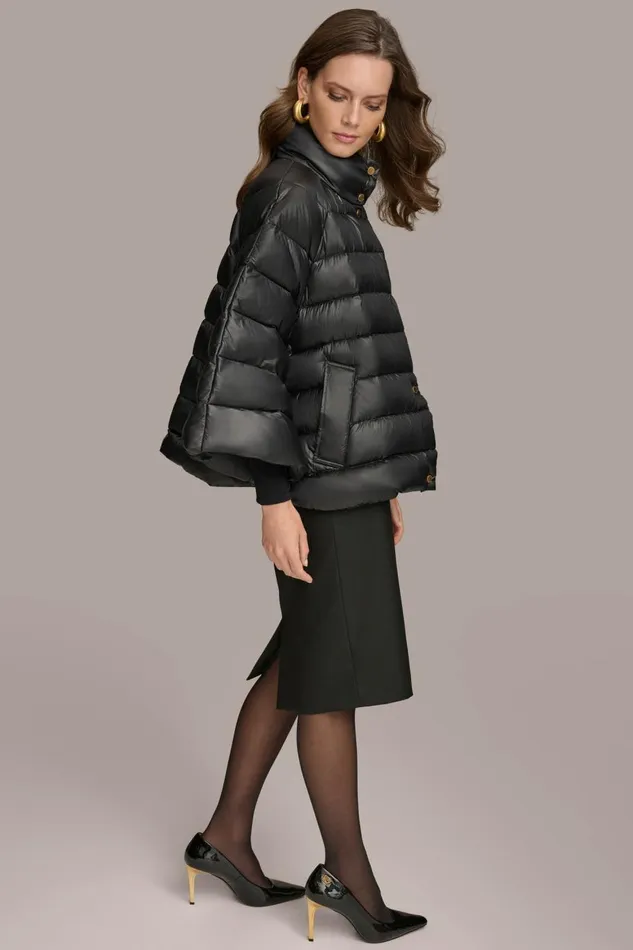 Women Donna Karan Coats And Jackets PUFFER CAPE Black