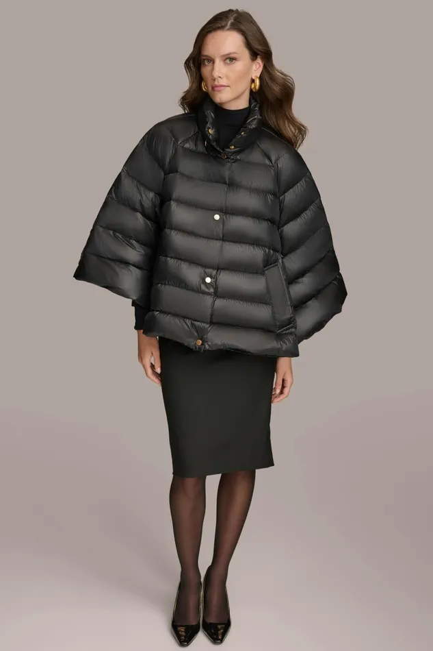 Women Donna Karan Coats And Jackets PUFFER CAPE Black