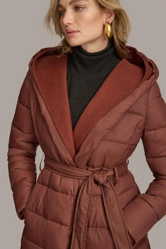Women Donna Karan Coats And Jackets TIE WAIST PUFFER Sienna