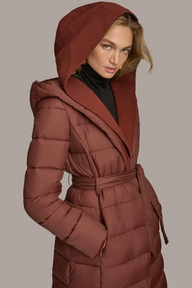 Women Donna Karan Coats And Jackets TIE WAIST PUFFER Sienna