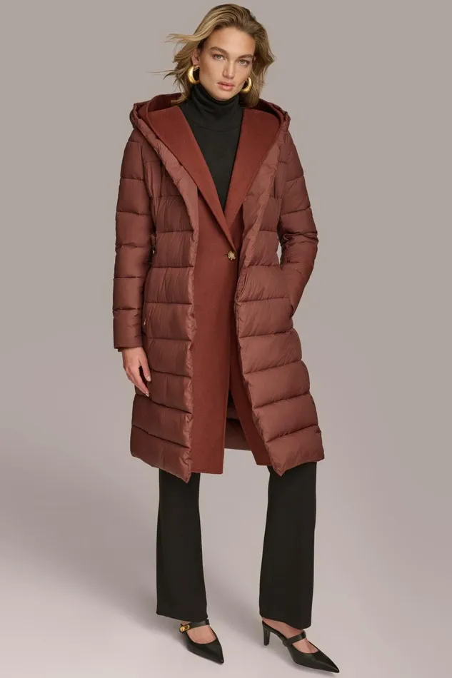 Women Donna Karan Coats And Jackets TIE WAIST PUFFER Sienna