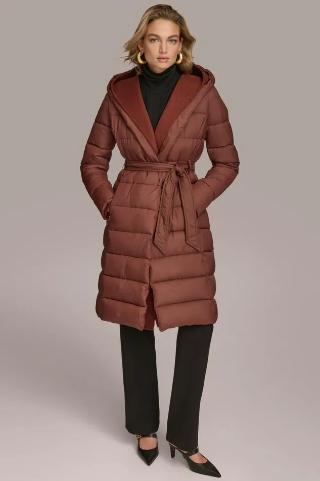 Women Donna Karan Coats And Jackets TIE WAIST PUFFER Sienna