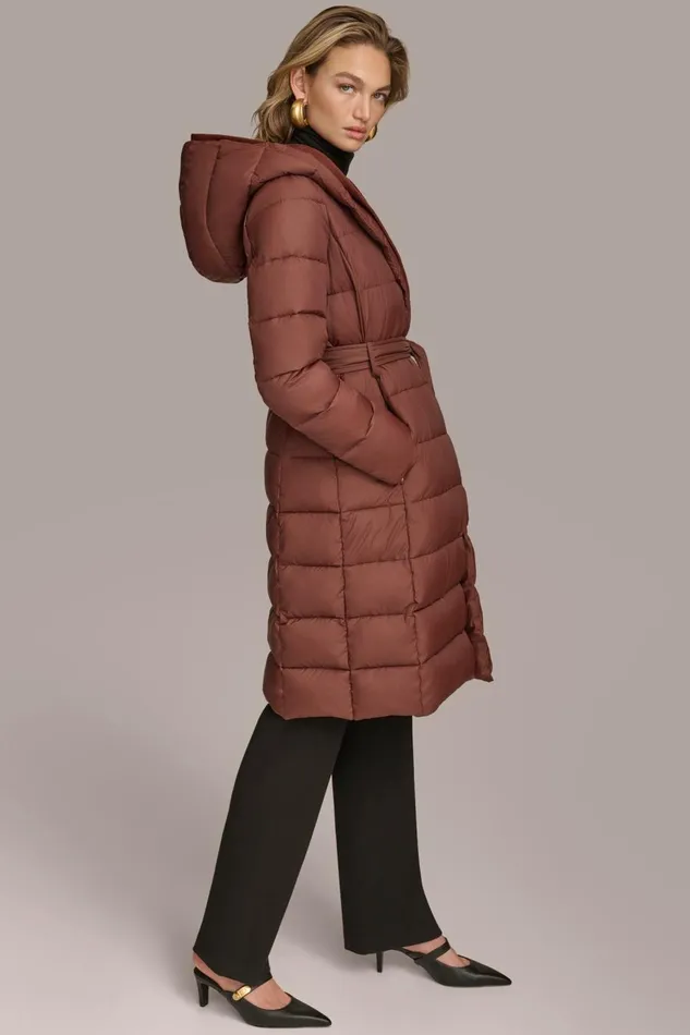 Women Donna Karan Coats And Jackets TIE WAIST PUFFER Sienna