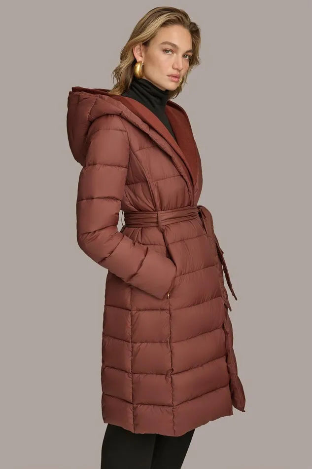 Women Donna Karan Coats And Jackets TIE WAIST PUFFER Sienna