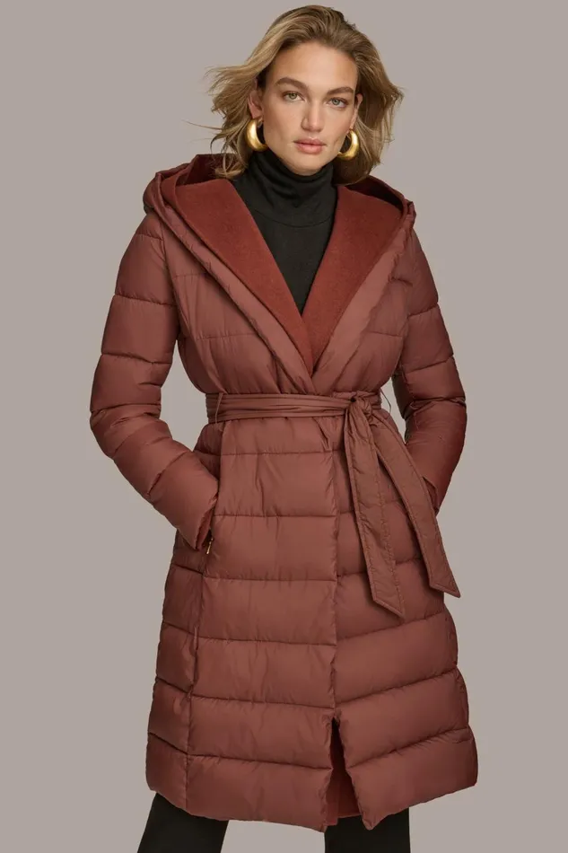 Women Donna Karan Coats And Jackets TIE WAIST PUFFER Sienna