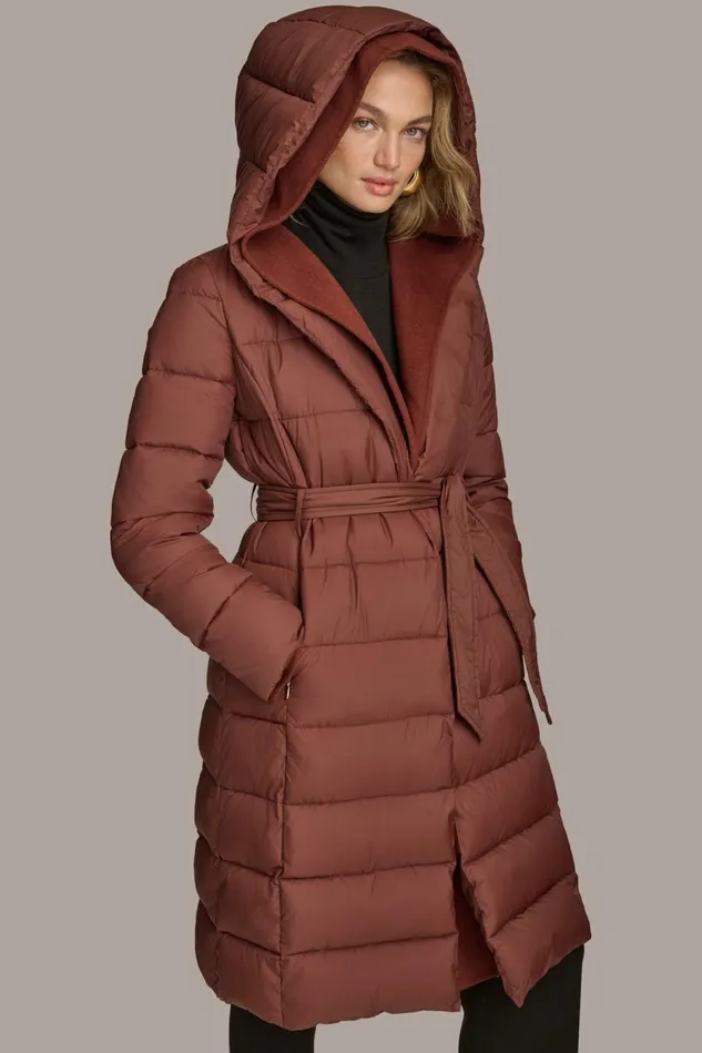 Women Donna Karan Coats And Jackets TIE WAIST PUFFER Sienna