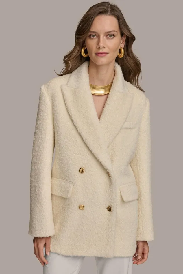 Women Donna Karan Coats And Jackets WOOL COAT Ivory