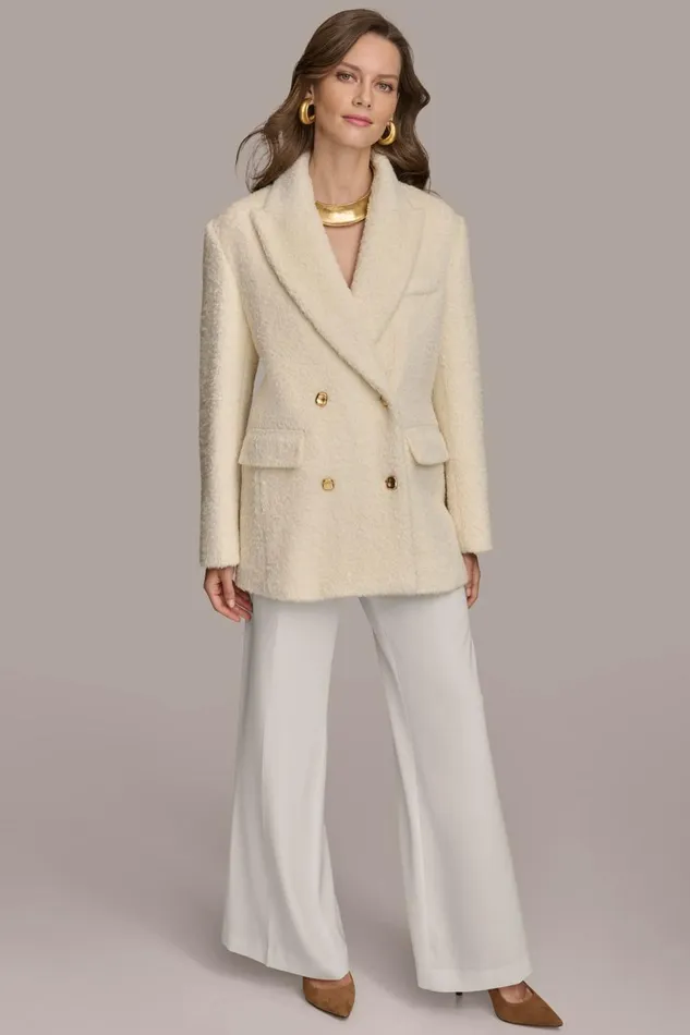 Women Donna Karan Coats And Jackets WOOL COAT Ivory