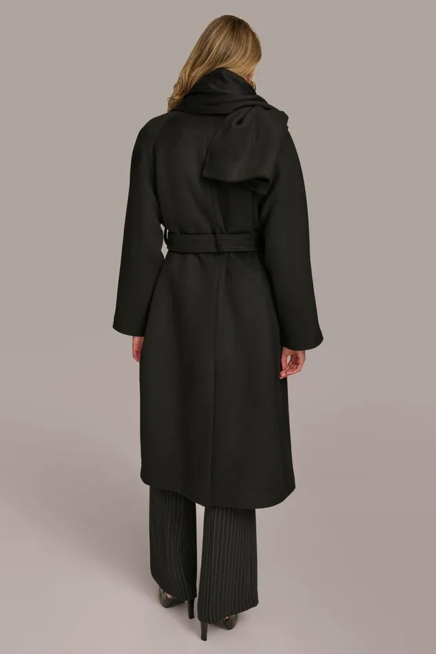 Women Donna Karan Coats And Jackets WOOL LONG COAT Black