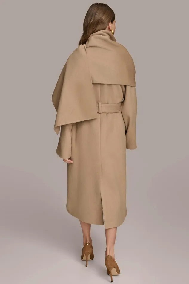 Women Donna Karan Coats And Jackets WOOL LONG COAT Khaki