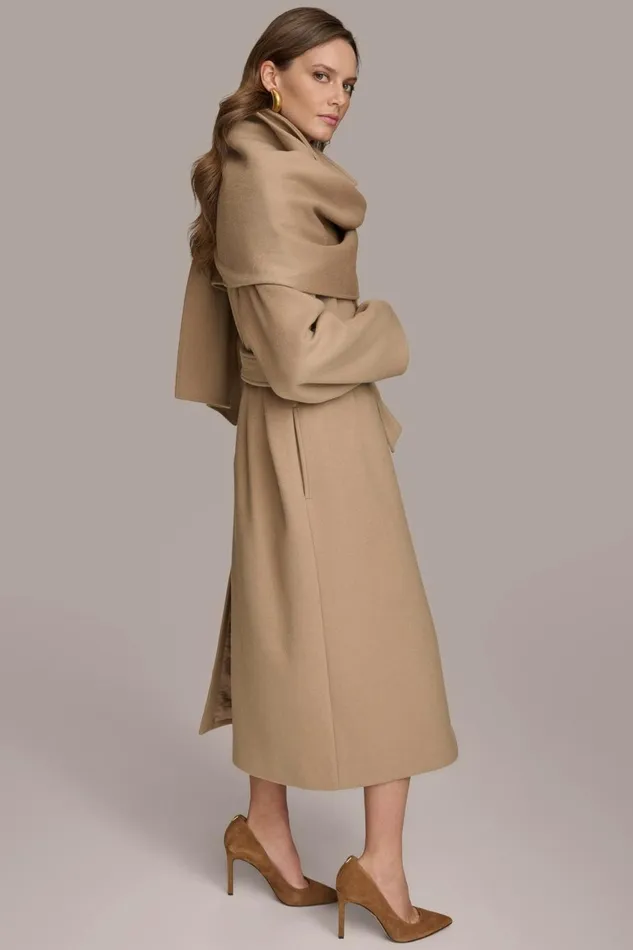 Women Donna Karan Coats And Jackets WOOL LONG COAT Khaki
