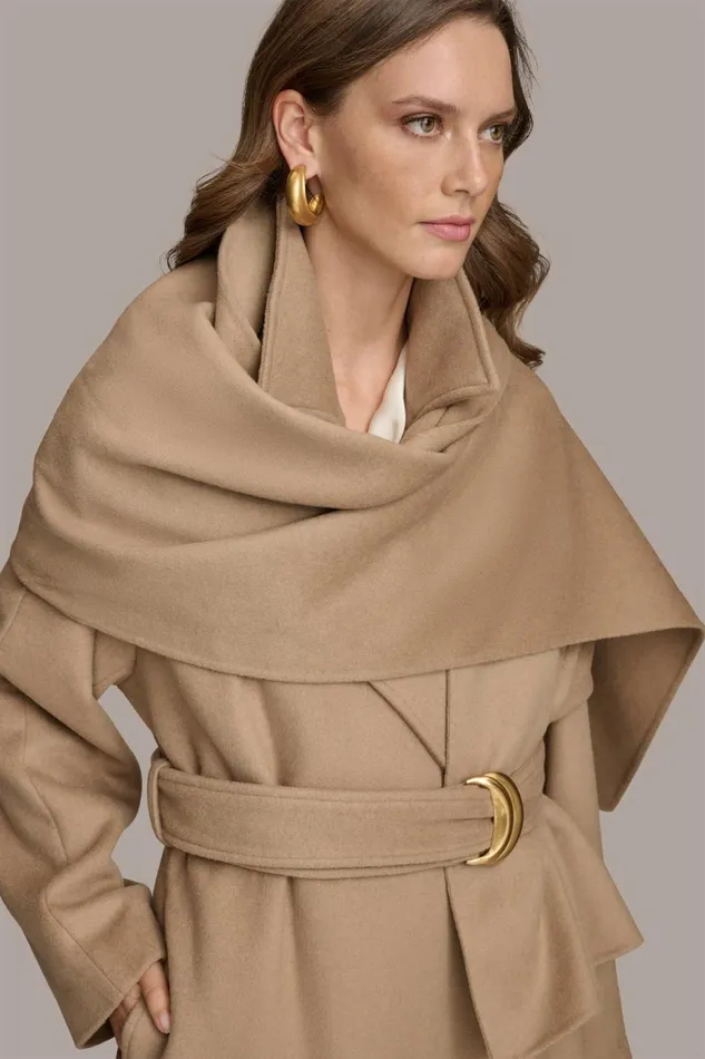 Women Donna Karan Coats And Jackets WOOL LONG COAT Khaki