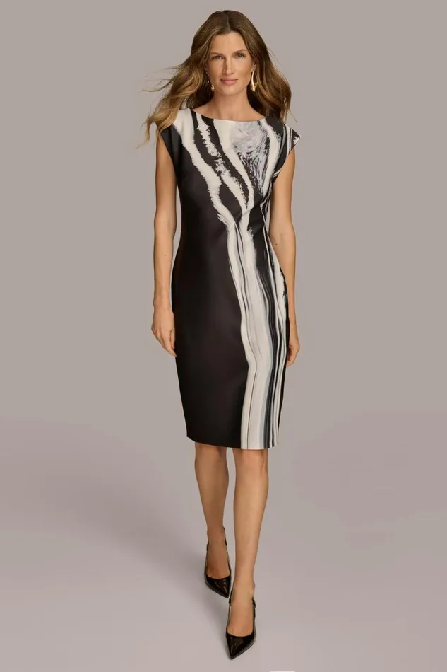 Women Donna Karan Dresses And Jumpsuits ABSTRACT SHEATH MIDI DRESS Black