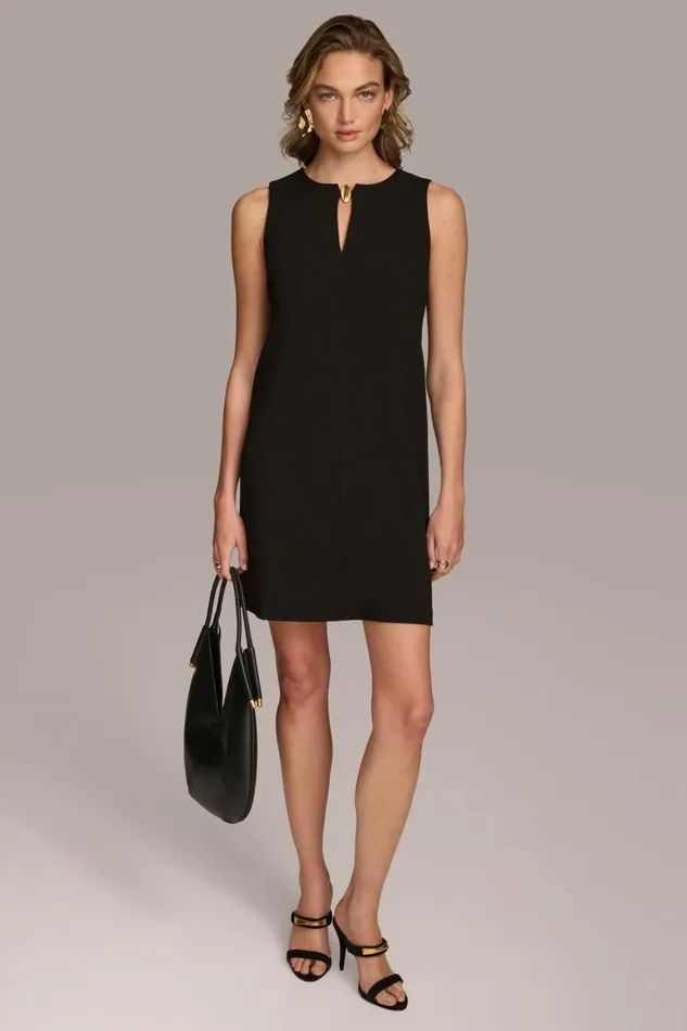 Women Donna Karan Dresses And Jumpsuits ALINE DRESS WITH KEYHOLE Black