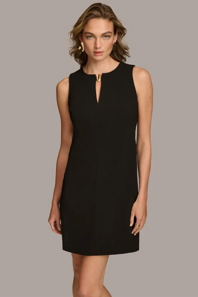 Women Donna Karan Dresses And Jumpsuits ALINE DRESS WITH KEYHOLE Black