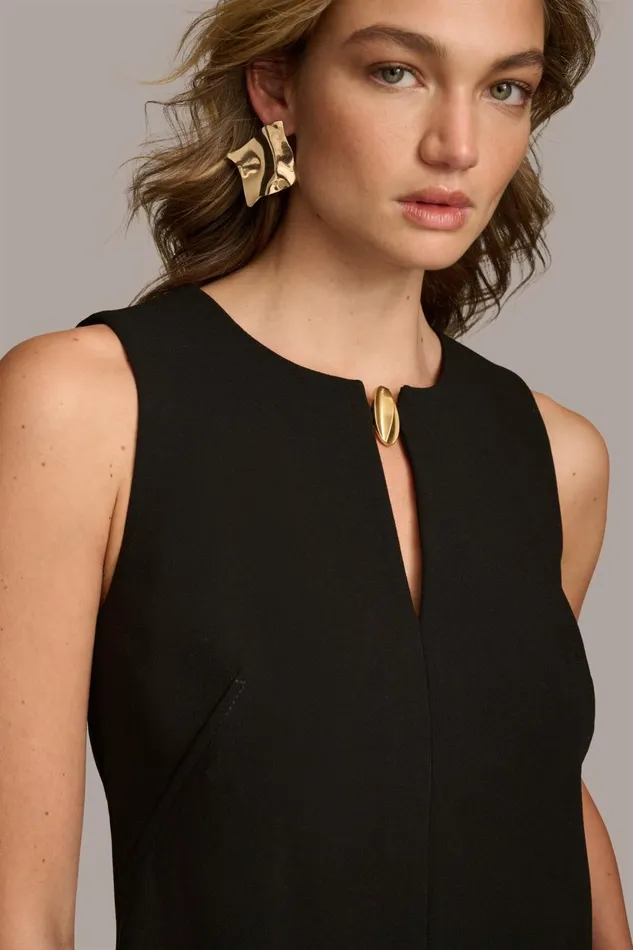 Women Donna Karan Dresses And Jumpsuits ALINE DRESS WITH KEYHOLE Black