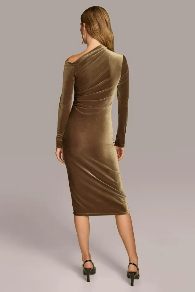Women Donna Karan Dresses And Jumpsuits ASYMMETRICAL NECKLINE DRESS Beech
