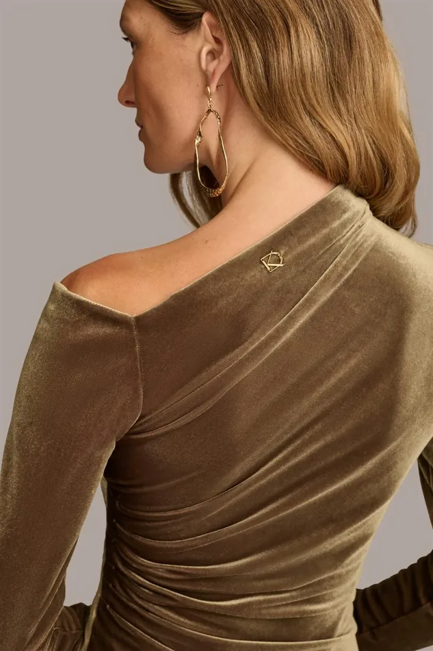 Women Donna Karan Dresses And Jumpsuits ASYMMETRICAL NECKLINE DRESS Beech