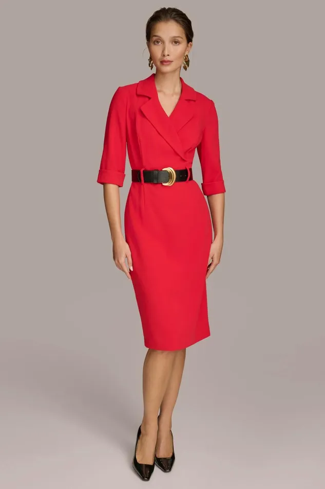 Women Donna Karan Dresses And Jumpsuits BELTED SHEATH DRESS Red