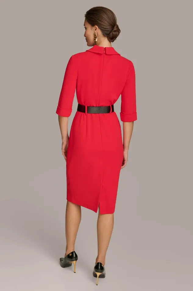 Women Donna Karan Dresses And Jumpsuits BELTED SHEATH DRESS Red