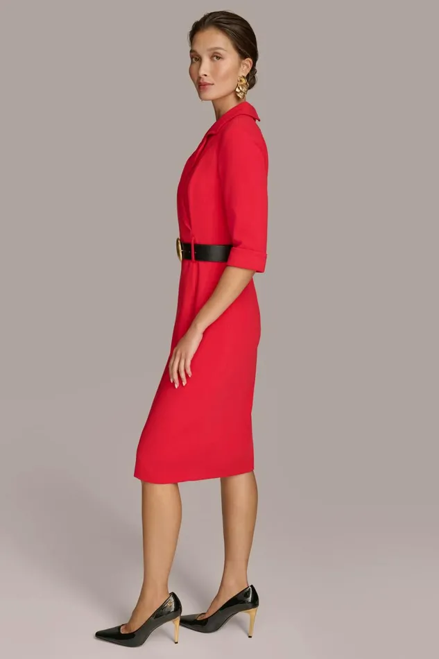 Women Donna Karan Dresses And Jumpsuits BELTED SHEATH DRESS Red