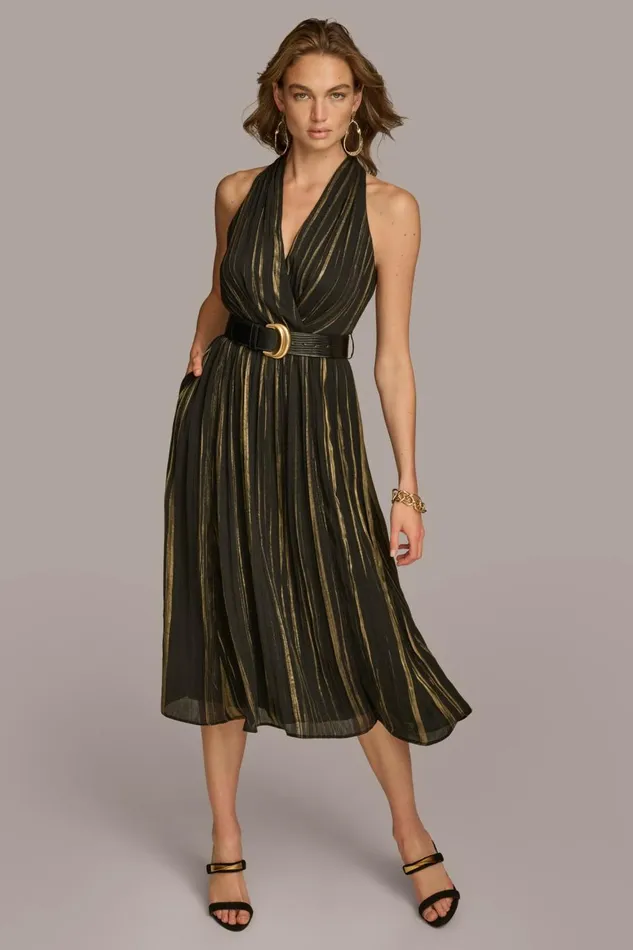 Women Donna Karan Dresses And Jumpsuits CHIFFON V NECK A LINE WITH BELT Black Women Donna Karan Dresses And Jumpsuits CHIFFON V NECK A LINE WITH BELT Black