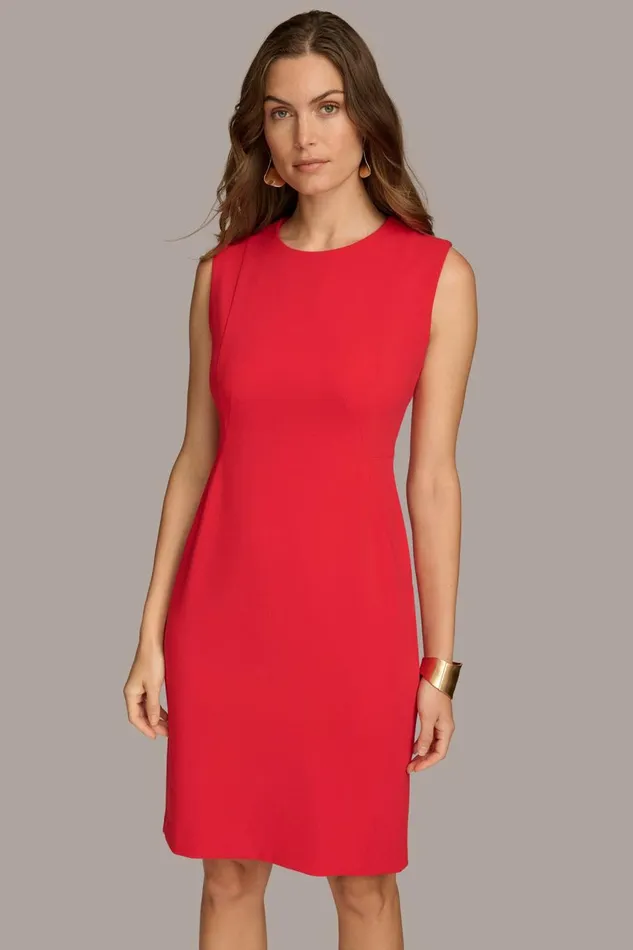 Women Donna Karan Dresses And Jumpsuits CREPE SHEATH DRESS Red