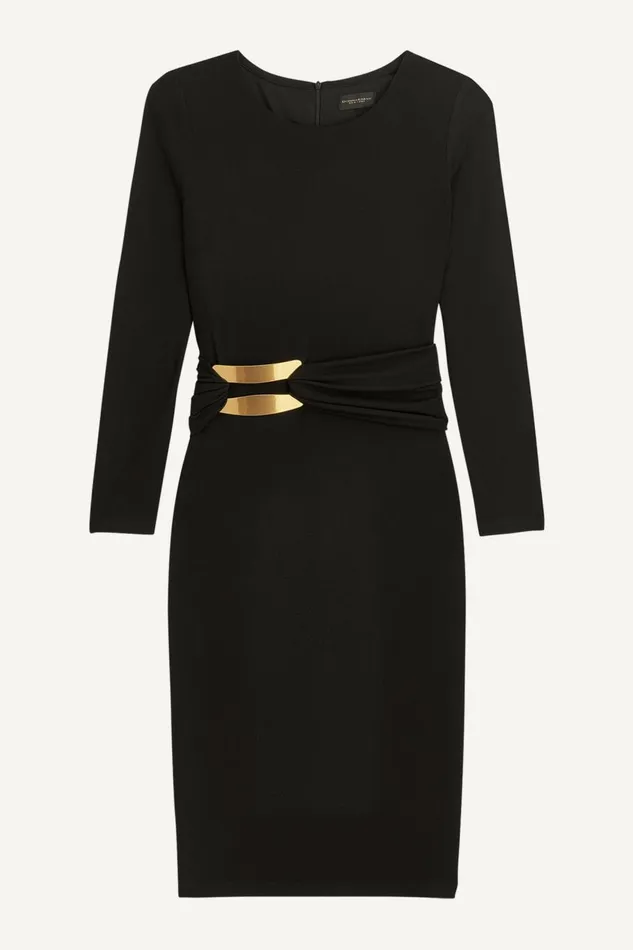 Women Donna Karan Dresses And Jumpsuits FITTED MIDI DRESS WITH BRUSHED HARDWARE DETAIL Black