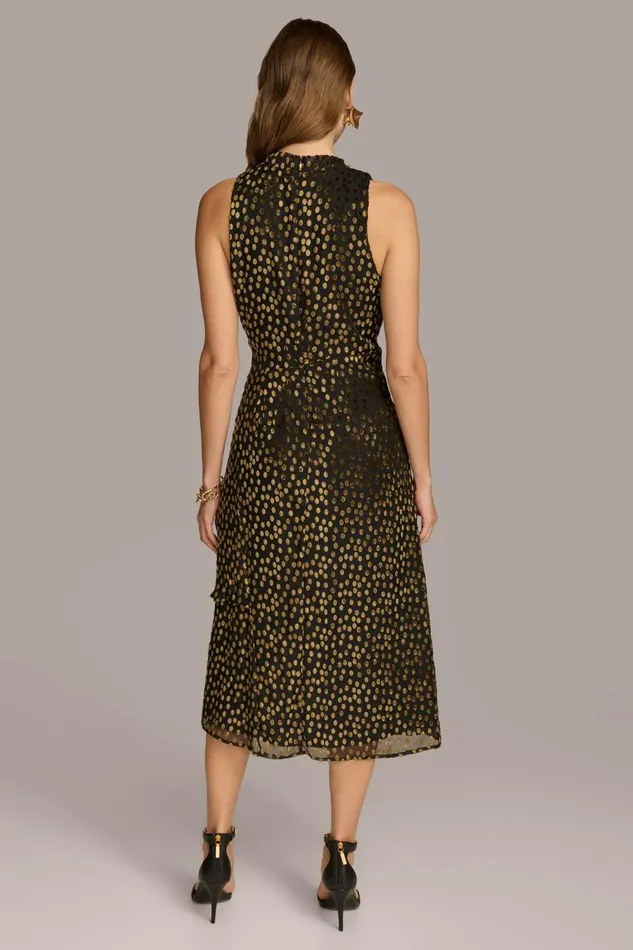 Women Donna Karan Dresses And Jumpsuits HIGH COWL NECK DRESS Blackgold Multi