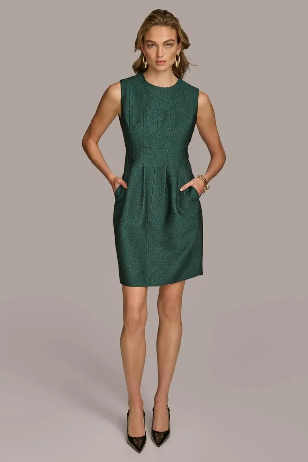 Women Donna Karan Dresses And Jumpsuits JACQUARD SHEATH DRESS Spruce