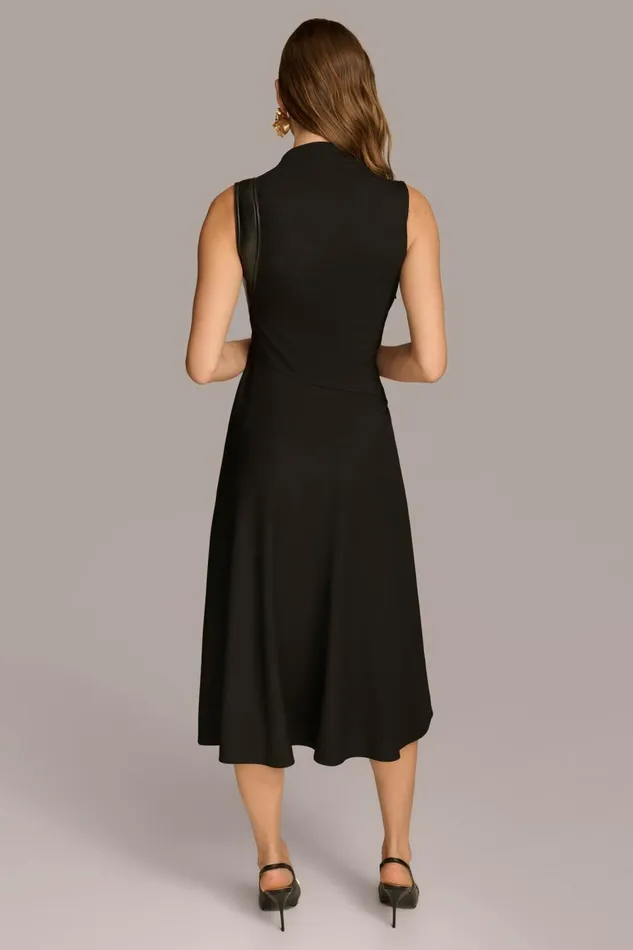 Women Donna Karan Dresses And Jumpsuits MOCK NECK A LINE MIDI DRESS Black