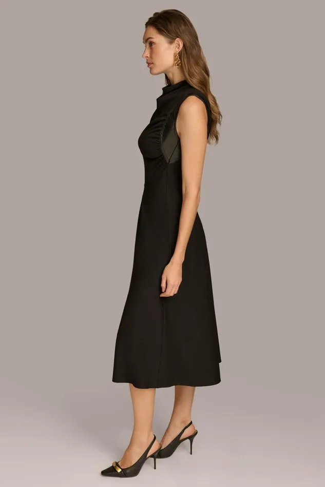 Women Donna Karan Dresses And Jumpsuits MOCK NECK A LINE MIDI DRESS Black