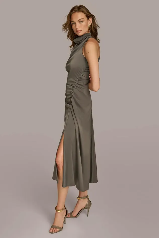 Women Donna Karan Dresses And Jumpsuits MOCK NECK A LINE MIDI DRESS Iron
