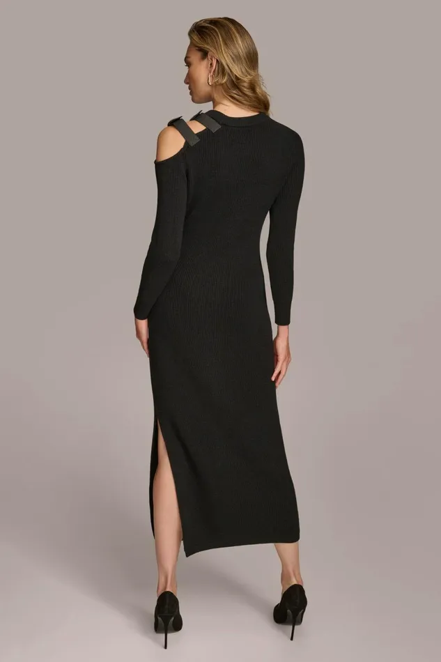 Women Donna Karan Dresses And Jumpsuits ONE SIDED COLD SHOULDER MIDI DRESS Black