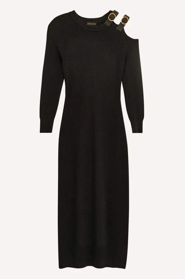 Women Donna Karan Dresses And Jumpsuits ONE SIDED COLD SHOULDER MIDI DRESS Black