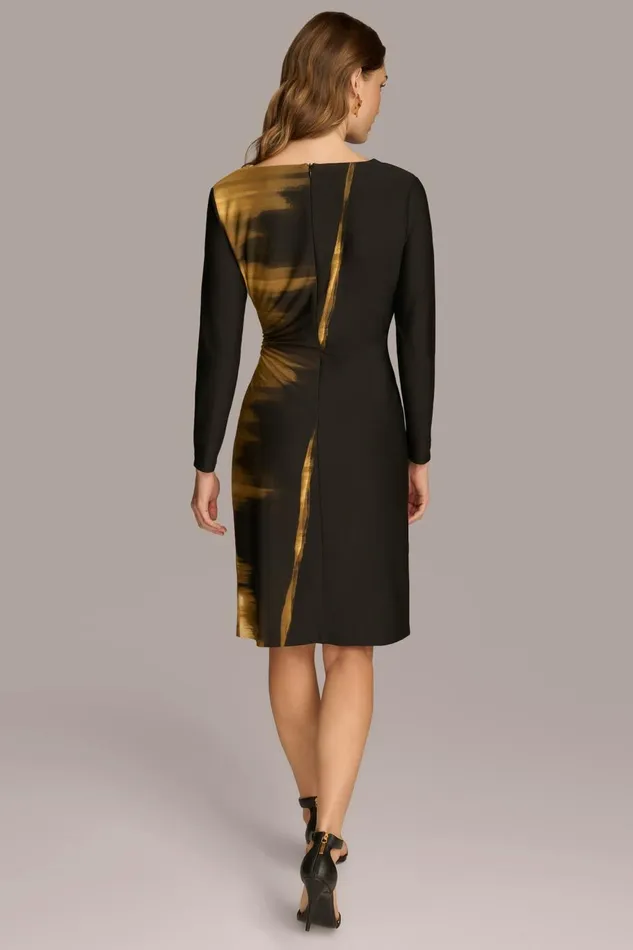 Women Donna Karan Dresses And Jumpsuits PRINT COWL NECK DRESS Gold Multi