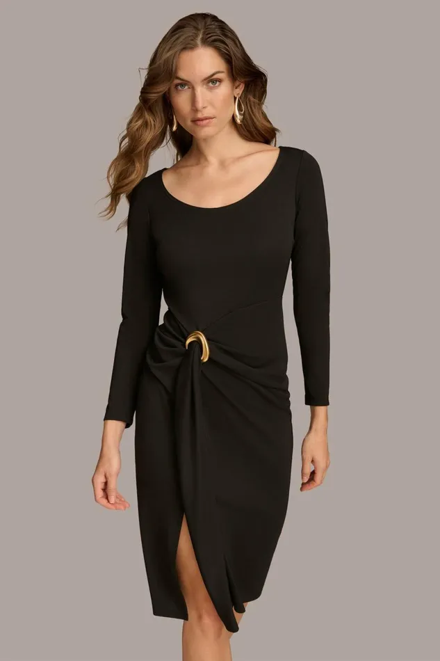 Women Donna Karan Dresses And Jumpsuits SHEATH ROUCHED SIDE DRESS Black