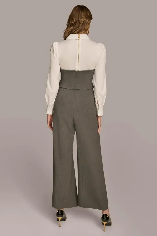 Women Donna Karan Dresses And Jumpsuits SHIRT AND CORSET COMBO JUMPSUIT Grey