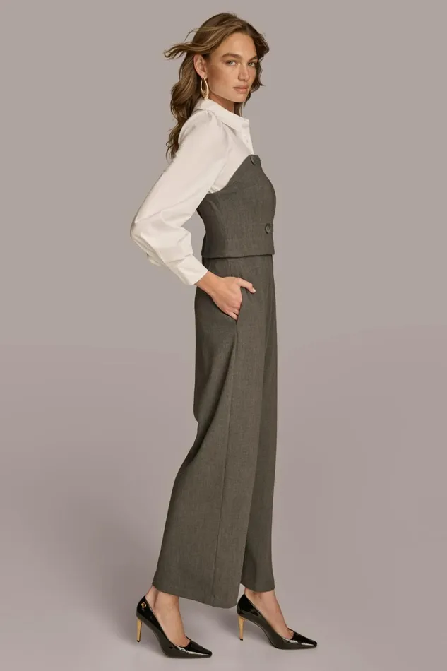 Women Donna Karan Dresses And Jumpsuits SHIRT AND CORSET COMBO JUMPSUIT Grey