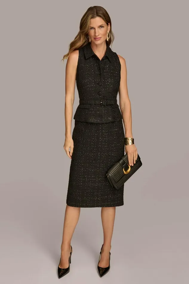 Women Donna Karan Dresses And Jumpsuits TWEED JACKET DRESS Black