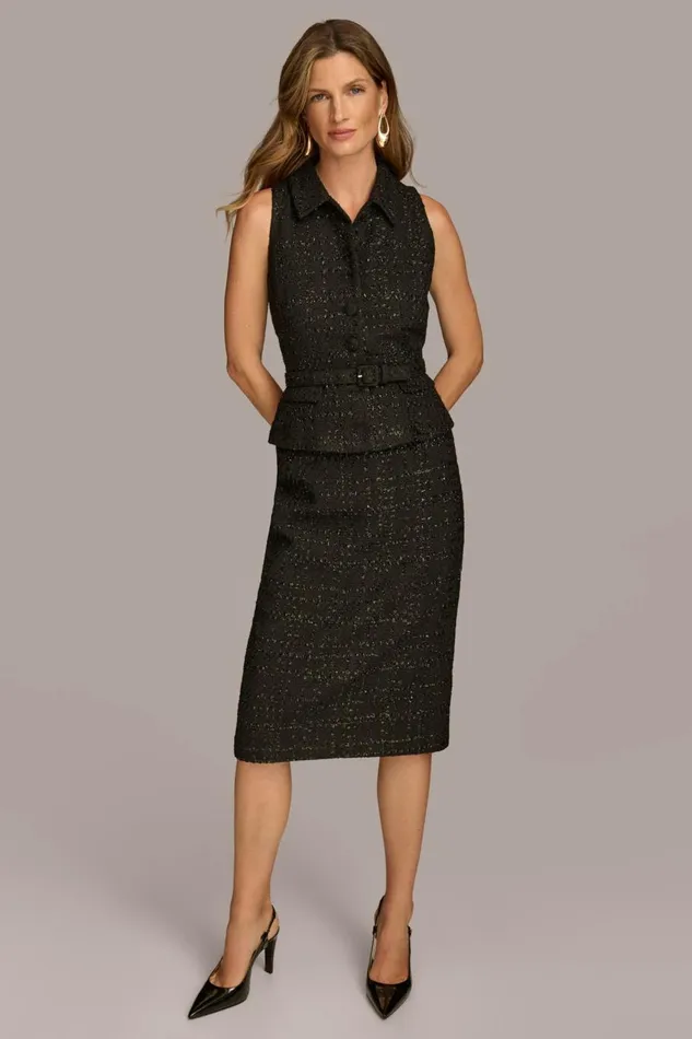Women Donna Karan Dresses And Jumpsuits TWEED JACKET DRESS Black