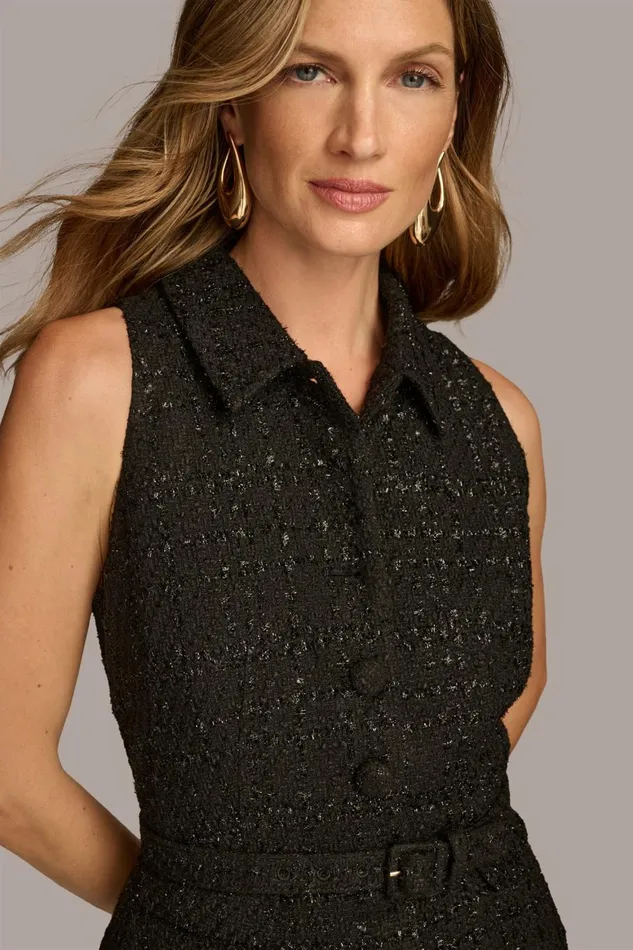 Women Donna Karan Dresses And Jumpsuits TWEED JACKET DRESS Black