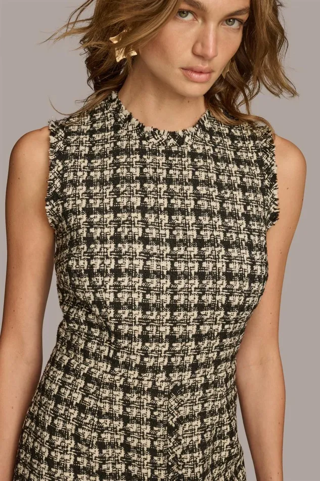 Women Donna Karan Dresses And Jumpsuits TWEED SHEATH DRESS Black Multi