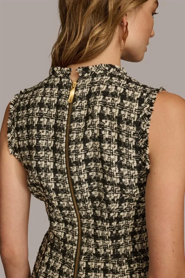 Women Donna Karan Dresses And Jumpsuits TWEED SHEATH DRESS Black Multi