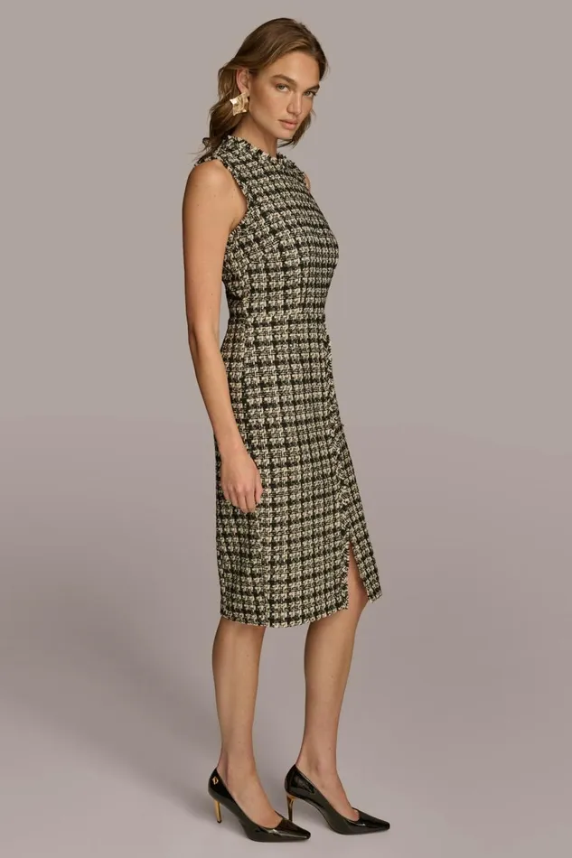 Women Donna Karan Dresses And Jumpsuits TWEED SHEATH DRESS Black Multi