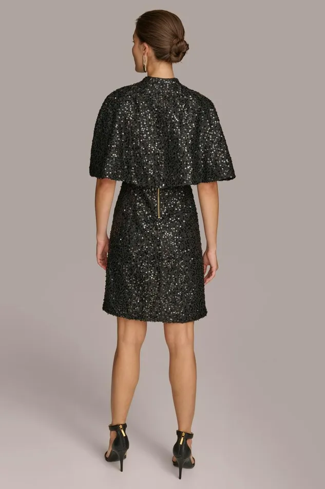 Women Donna Karan Dresses And Jumpsuits TWO PIECE SEQUIN DRESS AND SHRUG Black