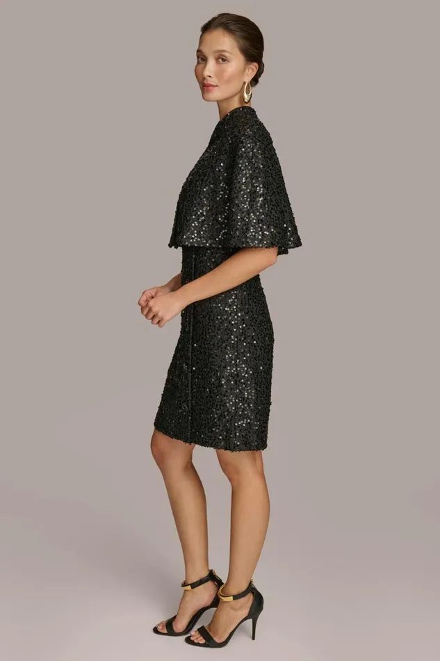 Women Donna Karan Dresses And Jumpsuits TWO PIECE SEQUIN DRESS AND SHRUG Black