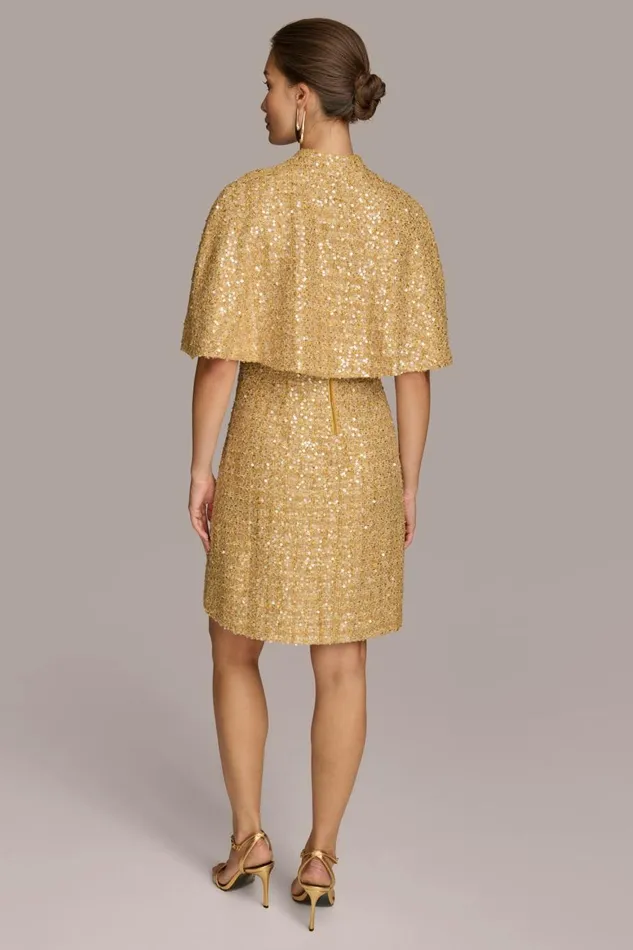 Women Donna Karan Dresses And Jumpsuits TWO PIECE SEQUIN DRESS AND SHRUG Gold